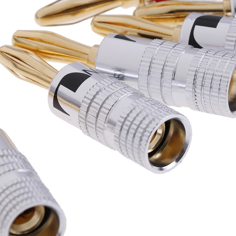 

4pcs 2pairs 24K Gold Plated Speaker Banana Plug Audio Jack Connector
