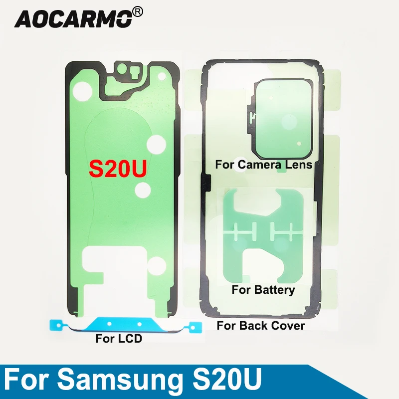 Aocarmo For Samsung Galaxy S20U S20 Ultra Full Set Adhesive LCD Screen Tape Back Battery Cover Frame Camera Lens Sticker Glue