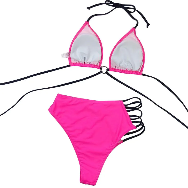 Женский сексуальный комплект бикини пуш ап однотонный купальник с бюстгальтером