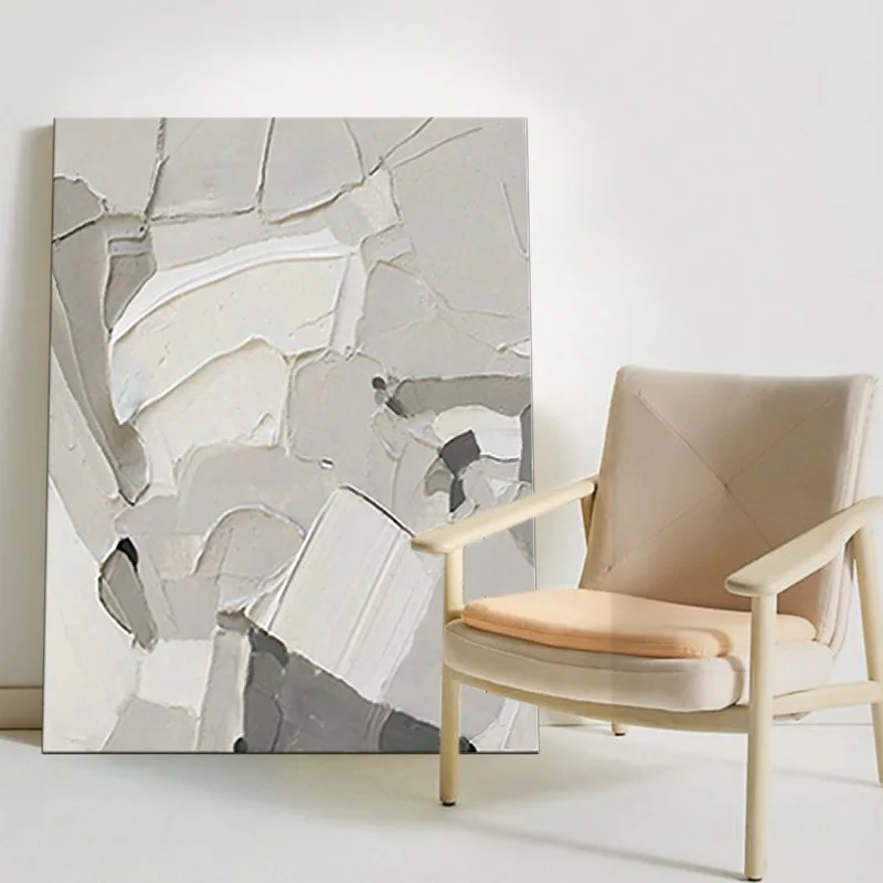 

Hand-Painted Minimalist Decorative Painting Wall Nordic Gray Texture Mural Light Luxury Modern Oil Painting