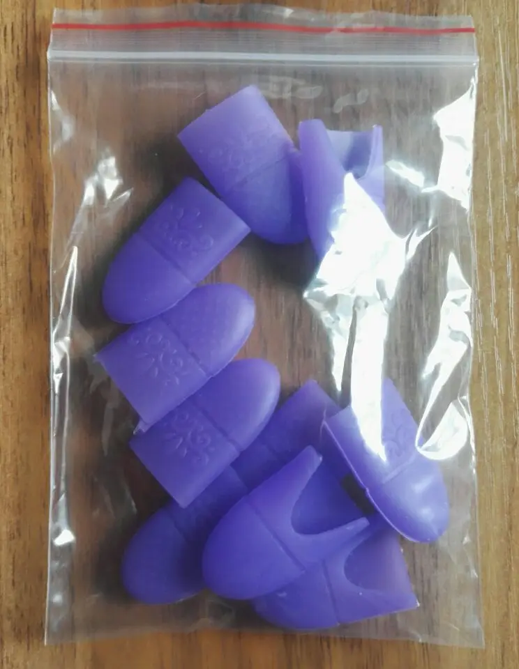 purple 10 шт дизайн ногтей замачивающийся колпачок силиконовый УФ гель лак для снятия лака очищающий обезжиривающий зажим многоразовые обертывания резиновые маникюрные инструменты - Цвет: purple
