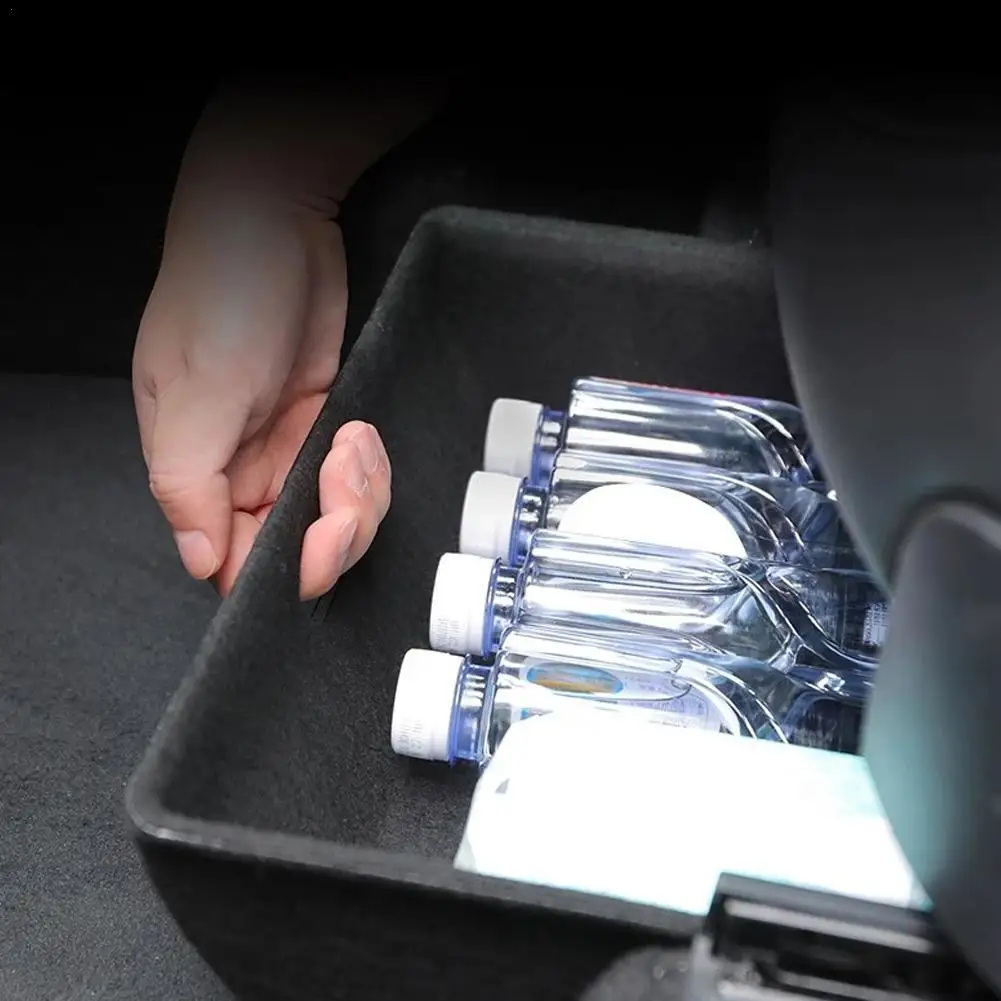 

Для Tesla Model Y 2021 под сиденьем коробка для хранения большой емкости Органайзер чехол фетровая ткань держатель для ящиков аксессуары для интер...