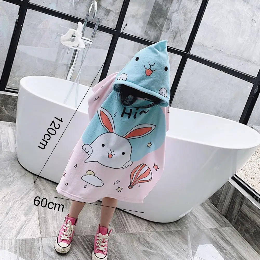 

Bath Towel Skin-friendly Fadeless Polyester Kids Hooded Beach Towel for Children