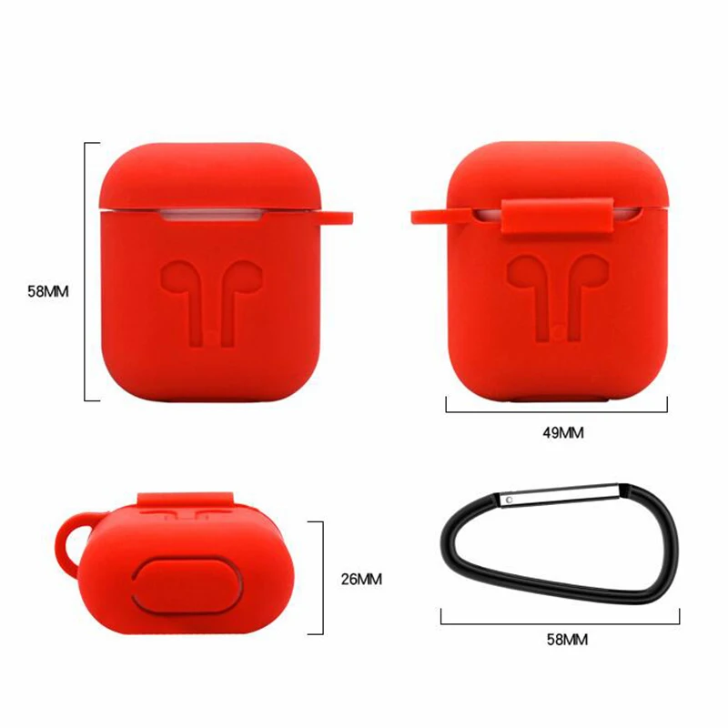 6 IN-1 Cases Lanyard Carabiner Protective Case For AirPods Headphone Silicone Cover Air Pods 2 Accessories Storage Box | Электроника