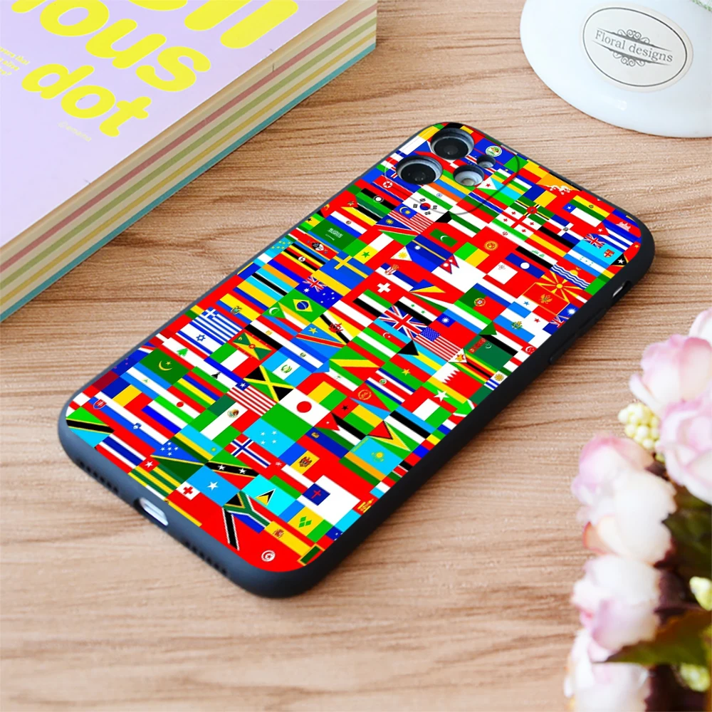 

For iPhone Flags Of The World Print Soft Matt Apple iPhone Case 6 7 8 11 12 Plus Pro X XR XS MAX SE