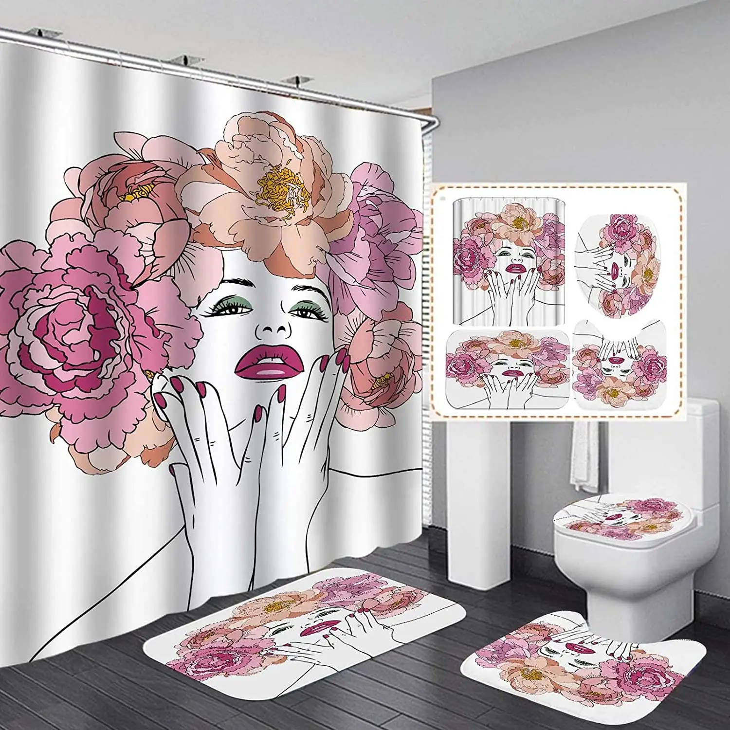 

Набор женских занавесок для душа с губами, привлекательные американские женские занавески для ванной комнаты, модные занавески для душа дл...