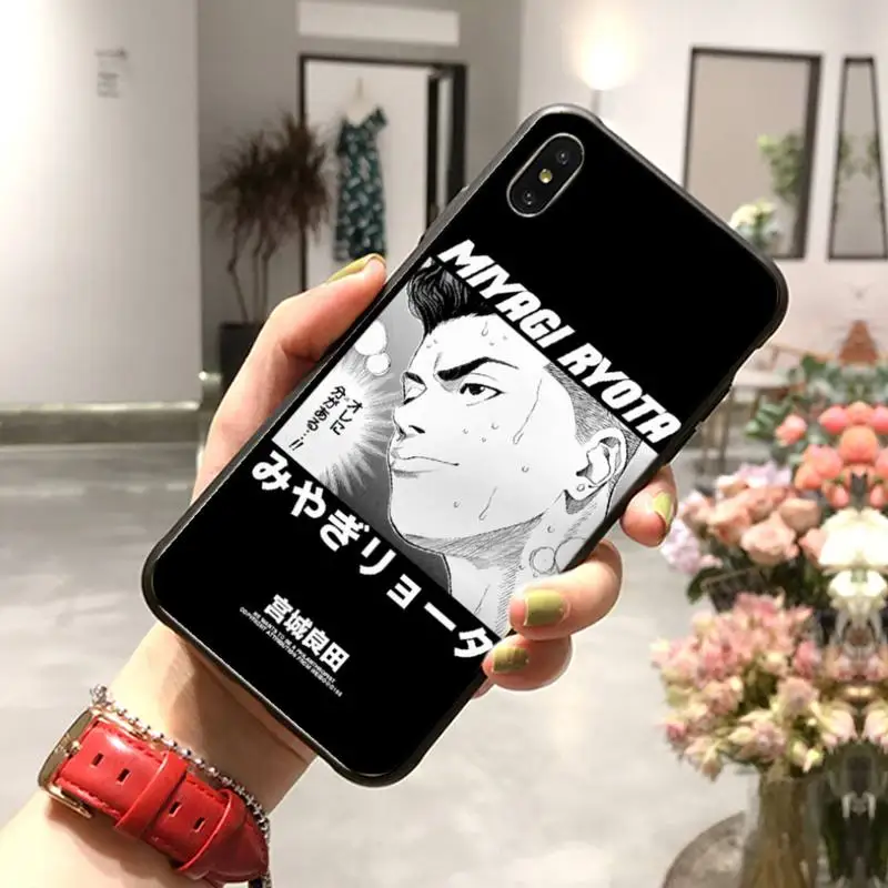 0 Slam Dunk Ретро Горячая кровь аниме ТПУ Черный чехол для телефона Корпус iPhone 11 pro XS MAX