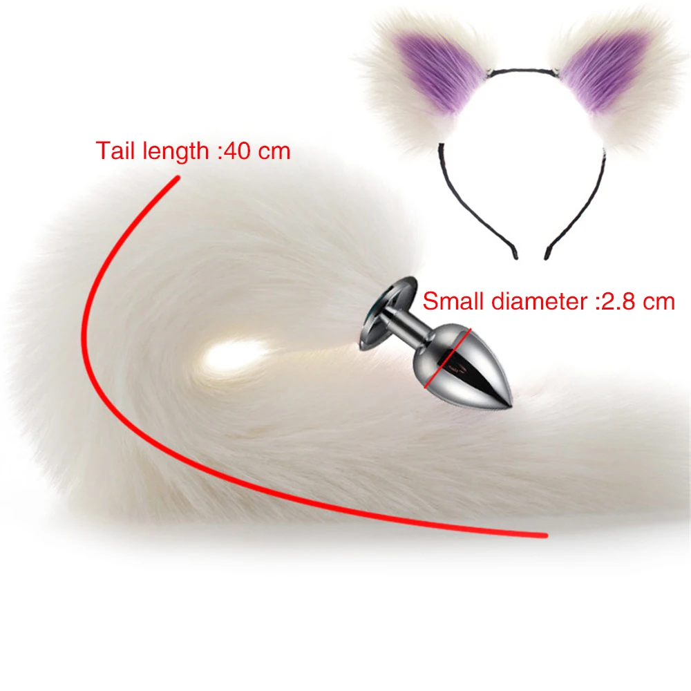 Фаллоимитатор Анальная пробка милые уши повязки на голову Лисий Кролик хвост
