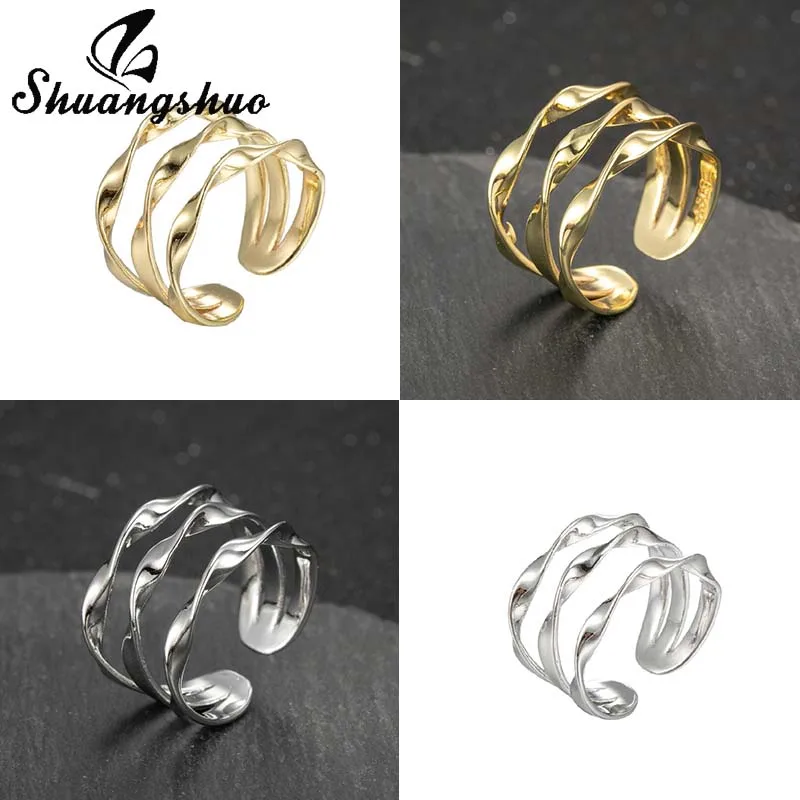 Shuangshuo Открытое кольцо на палец в стиле панк для женщин минимализм корейский