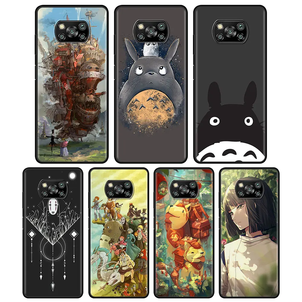 totoro spirited away ghibli miyazaki cell phone case for xiaomi poco x3 nfc m3 pro 5g f3 gt mi 11 lite 10t 9t a2 cc9 cover coque free global shipping