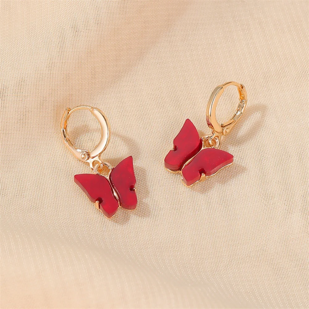 

GorGor Dangle Earrings Women Fashion Statement Multi-color Butterflies Temperament Exquisite Birthday Creative Gift 19041429