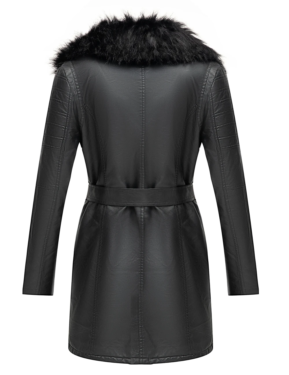 Giolshon Women Faux Suede Leather Long Jacket Wonderfully Parka Coat With Detachable  Fur Collar Winter Female Outwear enlarge