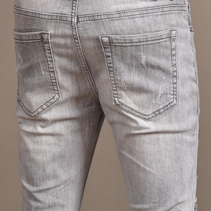 Джинсы-Карандаш мужские с вышивкой в виде птиц винтажные рваные брюки из денима