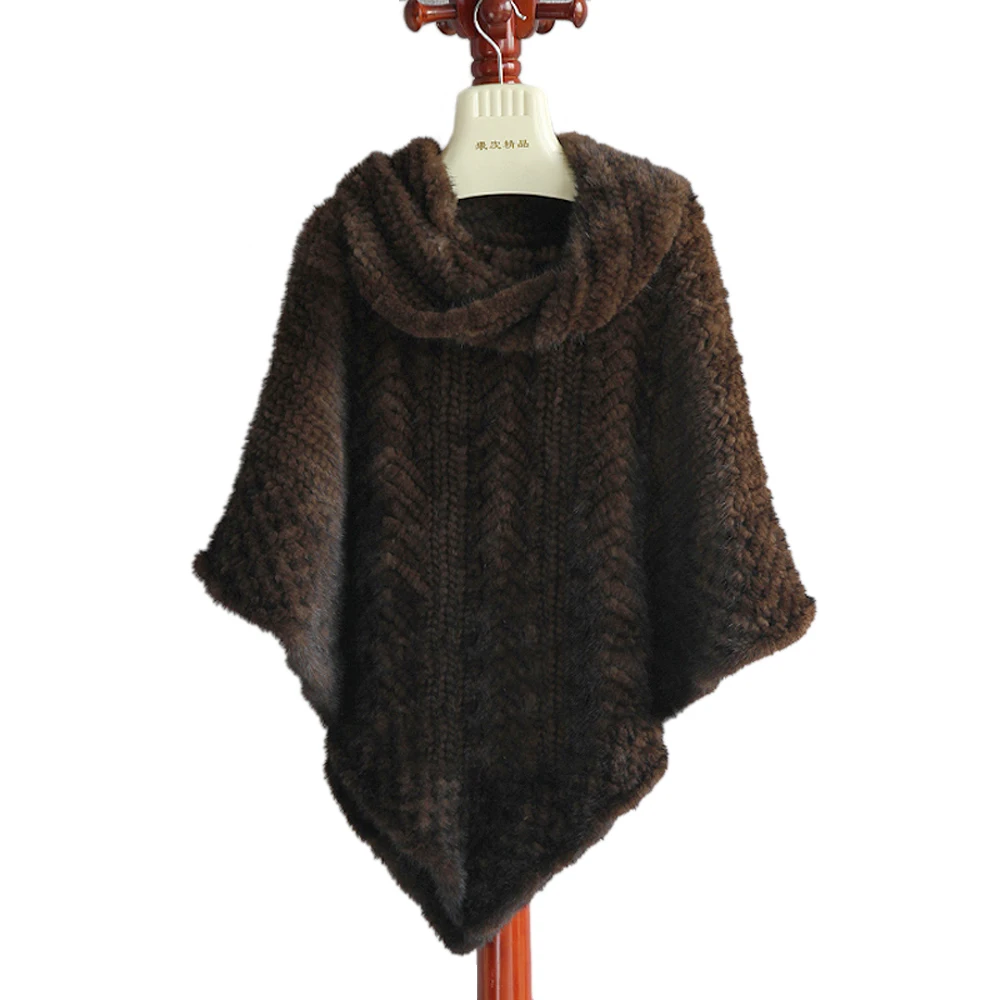 2019 Женская шаль из натурального меха норки вязаный роскошный женский пуловер
