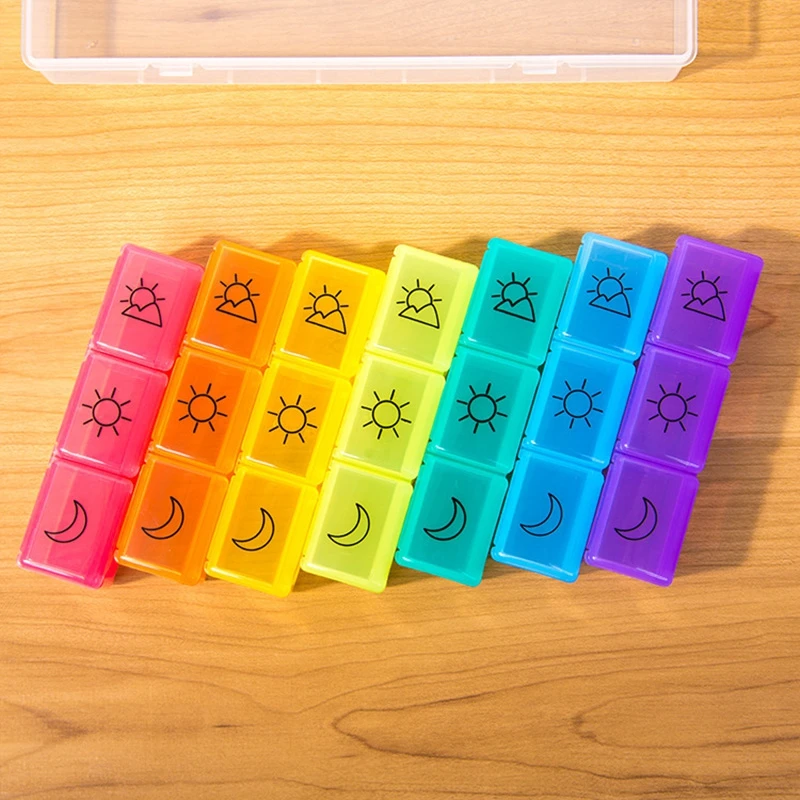

Large Pill Boxes Weekly Pills Case Medicine Tablet Dispenser Organizers PillBoxes 3 Row 21 Grids 7 Days Pills Storage Container