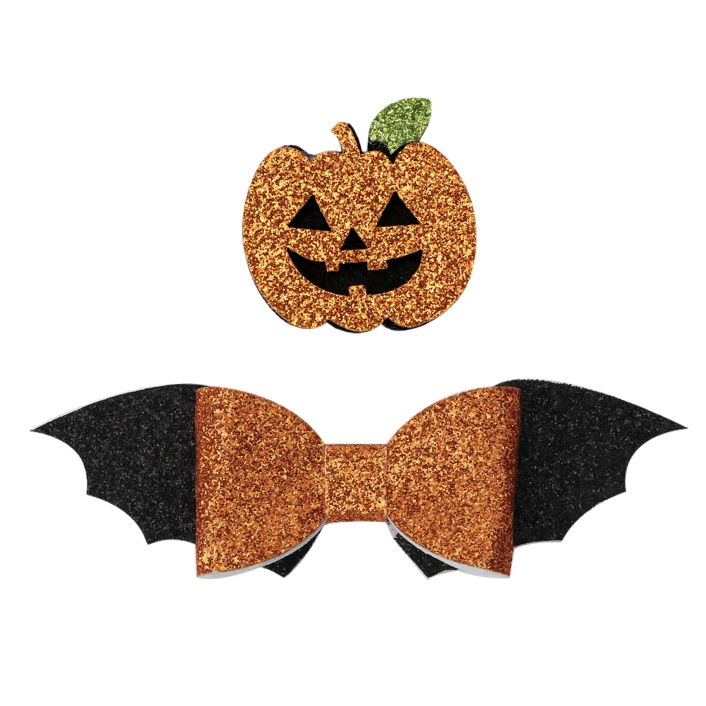 

Cheer Bows 2pcs Cartoon Hair Bows Glitter Halloween Bat Wing Pumpkin Hairgrips Clips For Girls Kids Party Hairpins Accessories