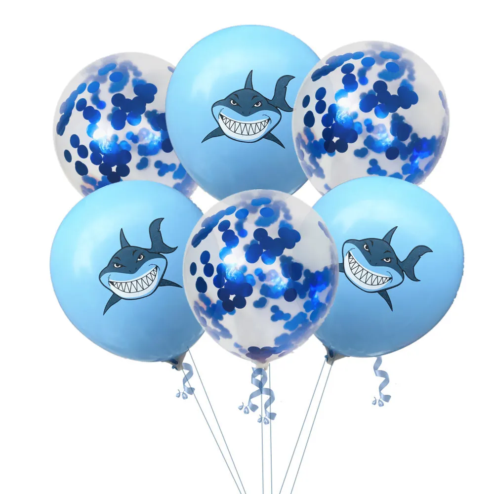 12 дюймов с изображением акулы из мультфильма блестками набор воздушных шариков