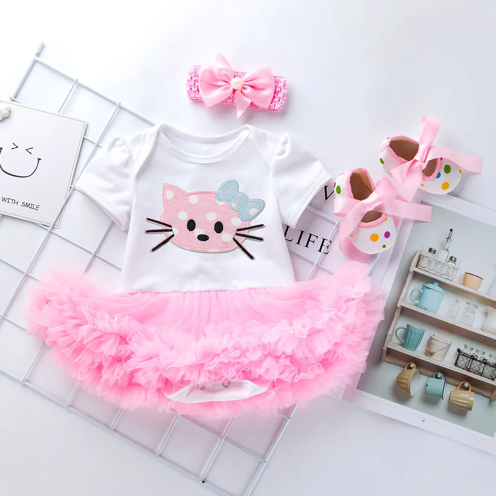 3 шт./компл. для маленьких девочек платье дня рождения 1 год крещения платья пачки