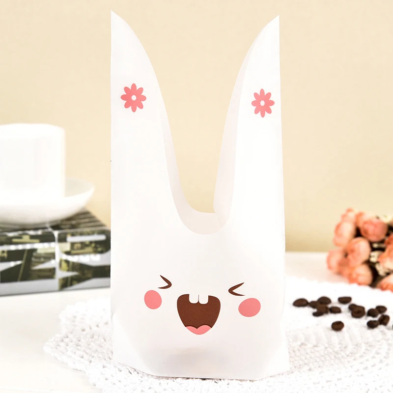 

50pcs/lot Rabbit Gift Bags Cookie Plastic Bags&Candy Gift Bags For Kids Birthday Party Decoration Easter Party Decorations
