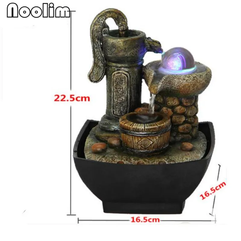 Resin Indoor Lucky Desktop Water Fountain Small Ornaments Humidifier Feng Shui Waterscape Wheel Home Decoration Wedding Gifts | Дом и сад