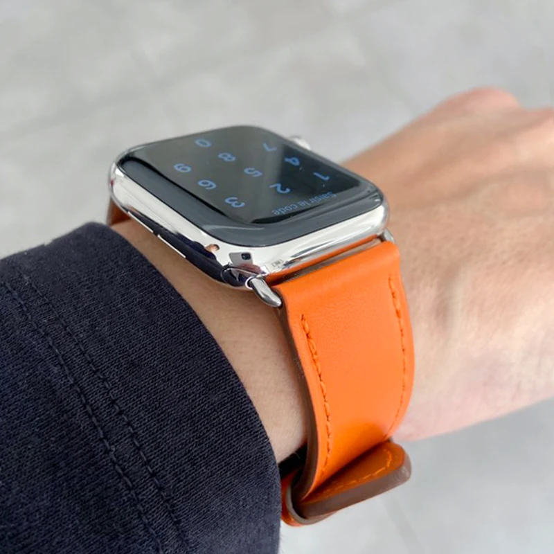 

Accessories Sports bracelet for iWatch 4 5 6 band 42MM 44MM Genuine Cow Leather Strap for Apple Watch 6 5 4 3 2 1 SE 38MM 40MM