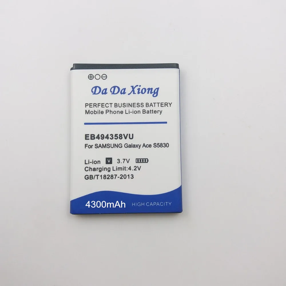 Аккумулятор EB494358VU 4300 мАч для Samsung Galaxy Ace S5838 S6102 S6108 S5830 5830 S6802 B7510 I569 I579 I619 S5660 S5670 S5830I |