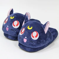 anime cartoon animal plush slippers luna cat kitty soft stuffed shoes warm winter indoor slides