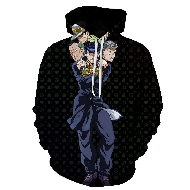 

Anime JOJO's Bizarre Adventure Kira Yoshikage Cosplay Costume Joestar Kujo Jotaro Printed Hooded Casual Sweater Loose Head