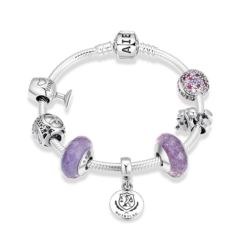 Аутентичные 925 Браслеты стерлингового серебра браслет женские европейские Из