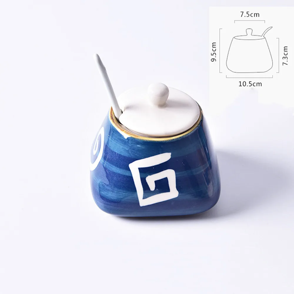

Creative Ceramic Set Seasoning Jar Chili Oil Seasoning Box Sugar Bowl Kitchen Supplies Japanese-style Condiment Jar