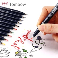 1pc tombow fudenosuke color signature pen brush scriptliner water based pigment ink calligraphy lettering marker pens japan