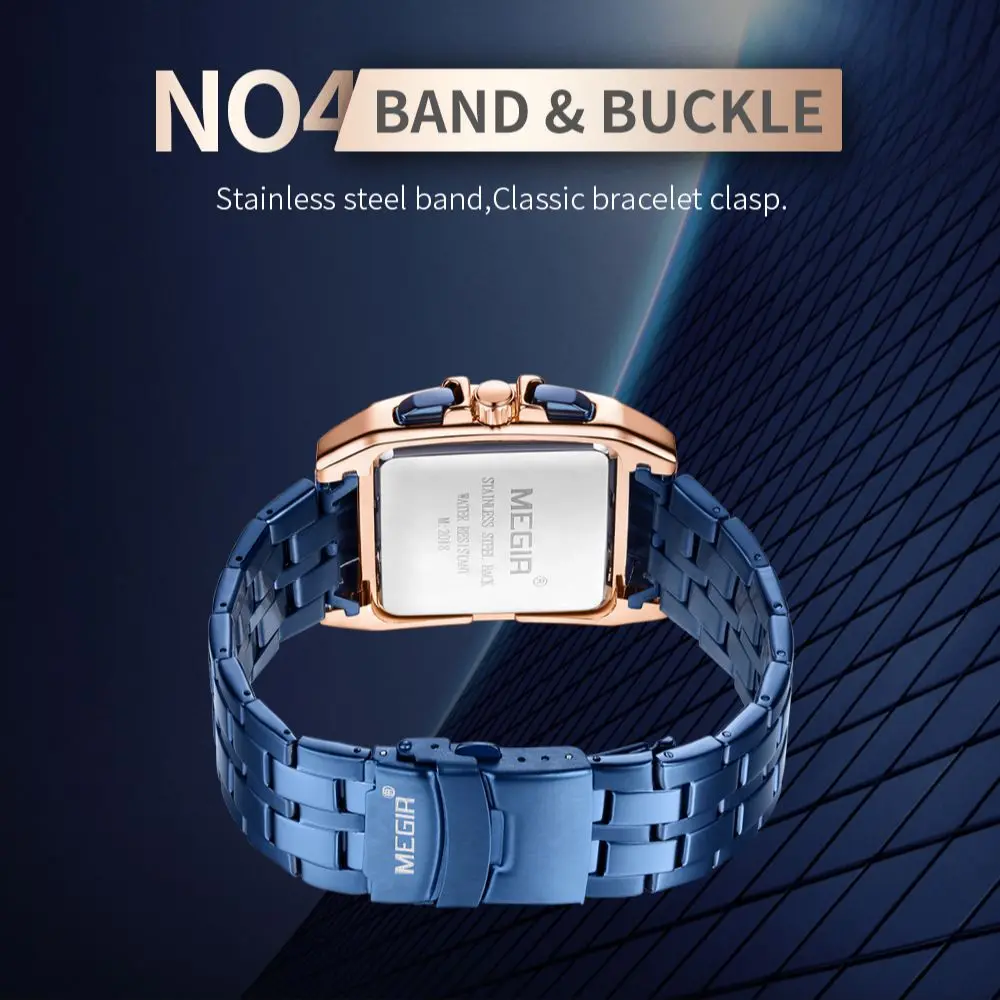 Часы Megir Мужские кварцевые с хронографом роскошные деловые водонепроницаемые