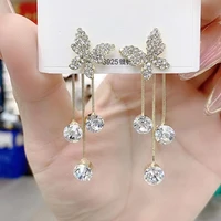 ladies long tassel earrings korean butterfly rhinestone pendant earrings elegant geometric pendant earrings jewelry 2021 trend