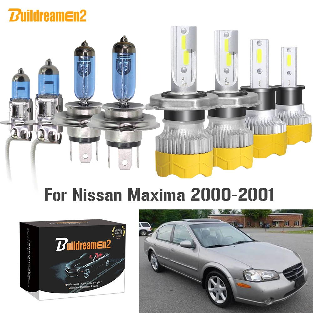 

Buildreamen2 4 Pieces Car Headlight Hi/Lo Beam + Fog Light H4 H3 Auto LED Halogen Bulb Headlamp 12V For Nissan Maxima 2000 2001