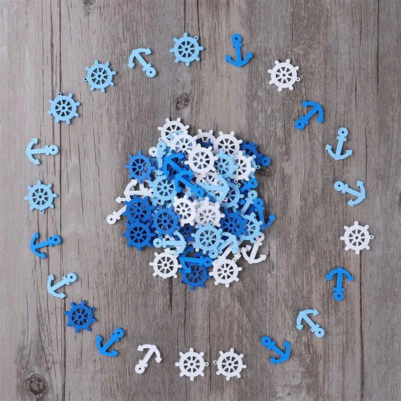 OULII 100 шт. Деревянные Подвески с якорем и шлемом для скрапбукинга украшения дома