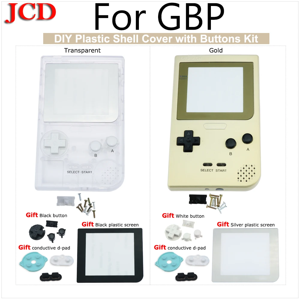 JCD DIY Kit прозрачный Корпус в виде ракушки чехол Замена для Gameboy карман GBP золотые