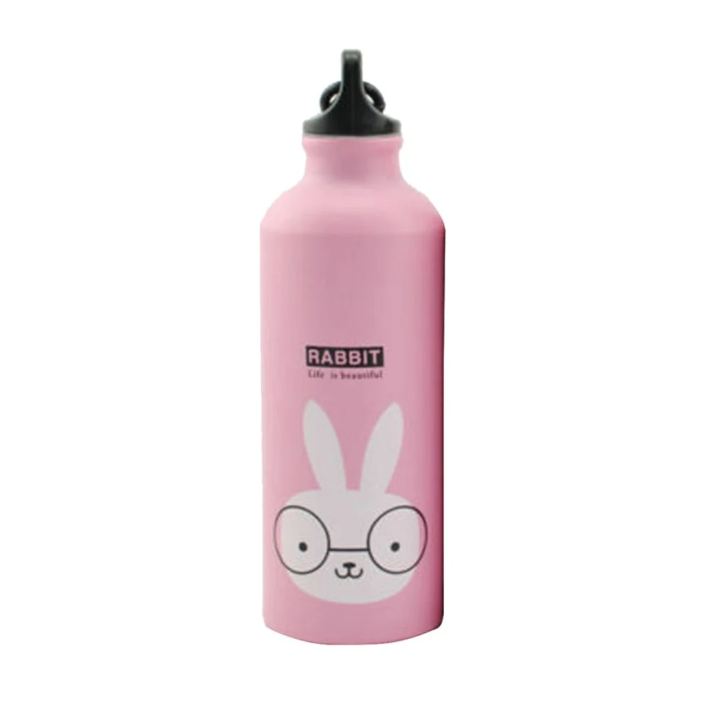 pink rabbit Лидер продаж, бутылка для воды из алюминиевого сплава с рисунком животных, чайник для воды, Спортивная бутылка для воды для путешествий на открытом воздухе - Цвет: pink rabbit