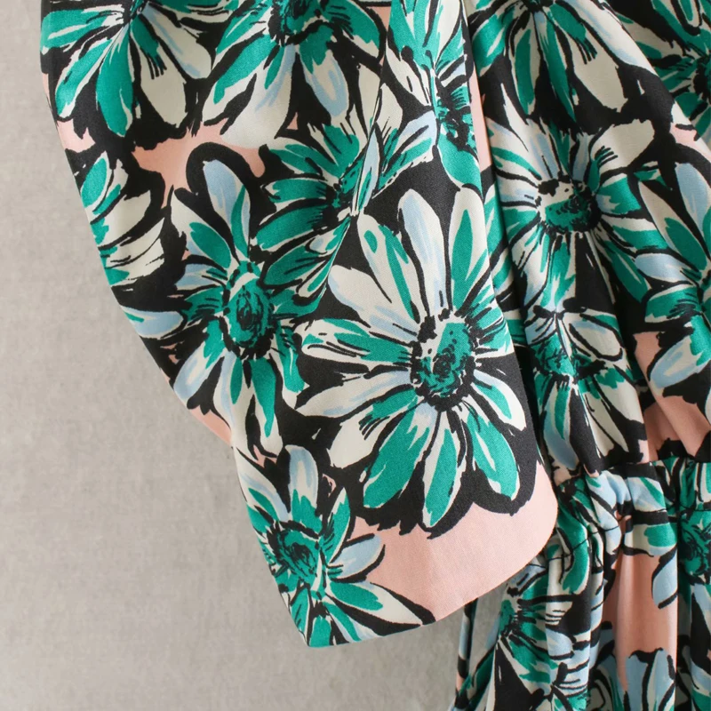 Женское повседневное летнее платье с цветочным принтом и квадратным воротником