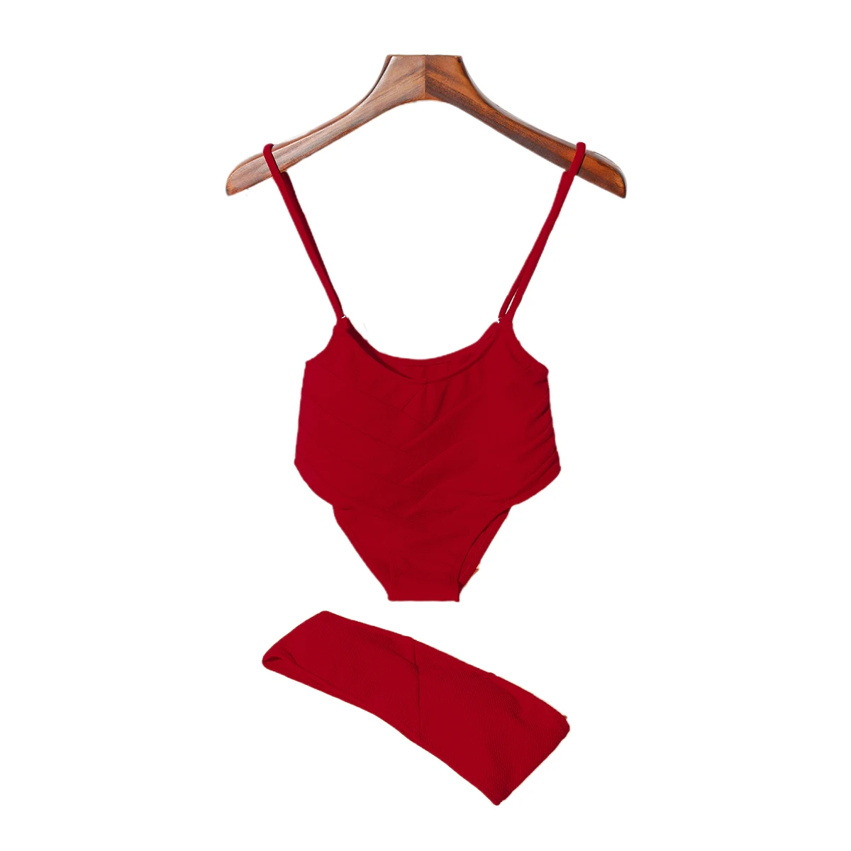 Женский летний комплект бикини однотонный топ с открытой спиной и стринги