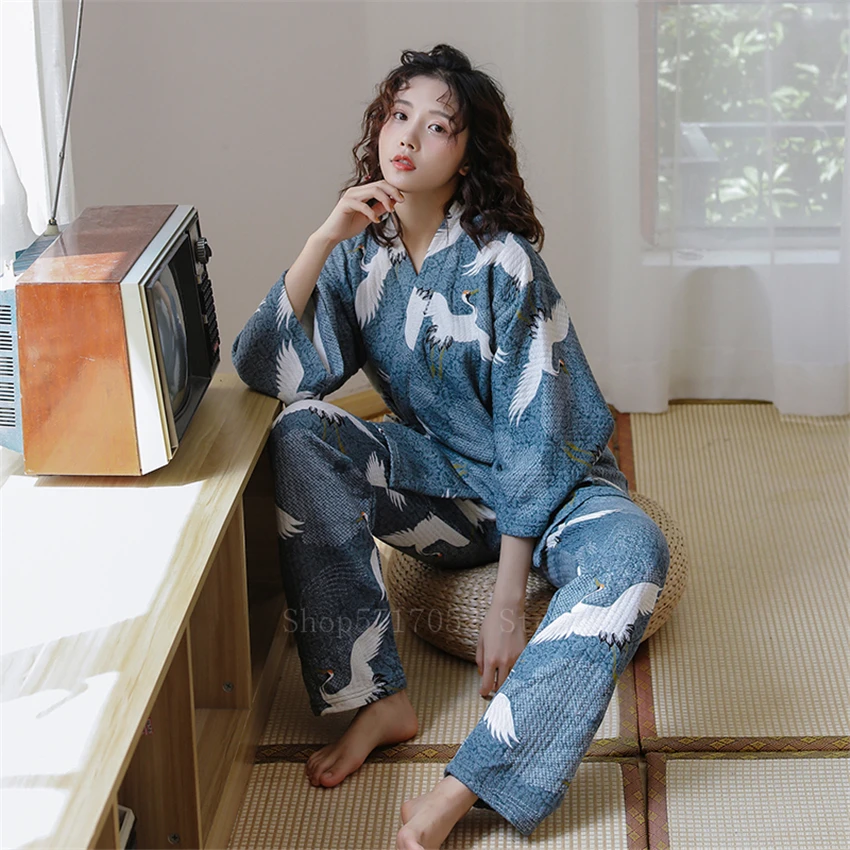 Кимоно Ukiyo-e в японском стиле для мужчин хлопковая одежда сна с рисунком журавлей