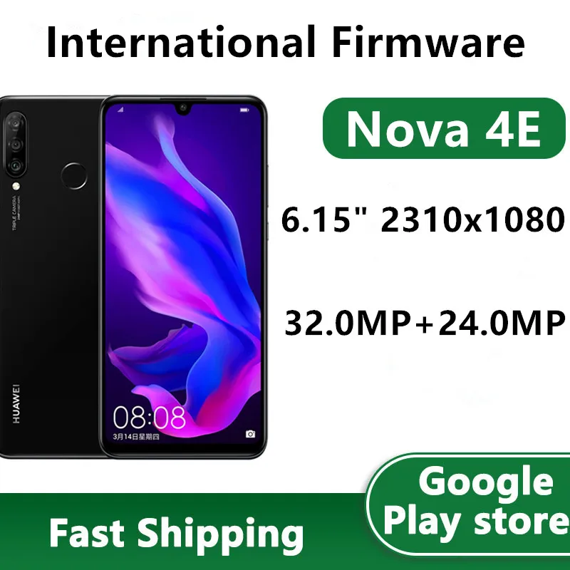 Международная прошивка HuaWei Nova/4e P30 Lite смарт телефон с функцией отпечатка пальца