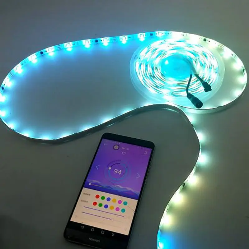 

bluetooth mobile control RGB LED strip 5050 digital light tape waterproof Rainbown burst 12V 5m