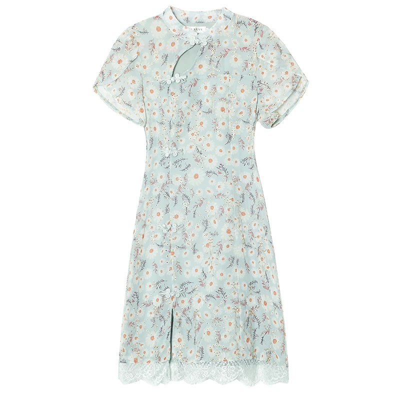 

COIGARSAM Cheongsam Embroidery Women dress Dresses 8109