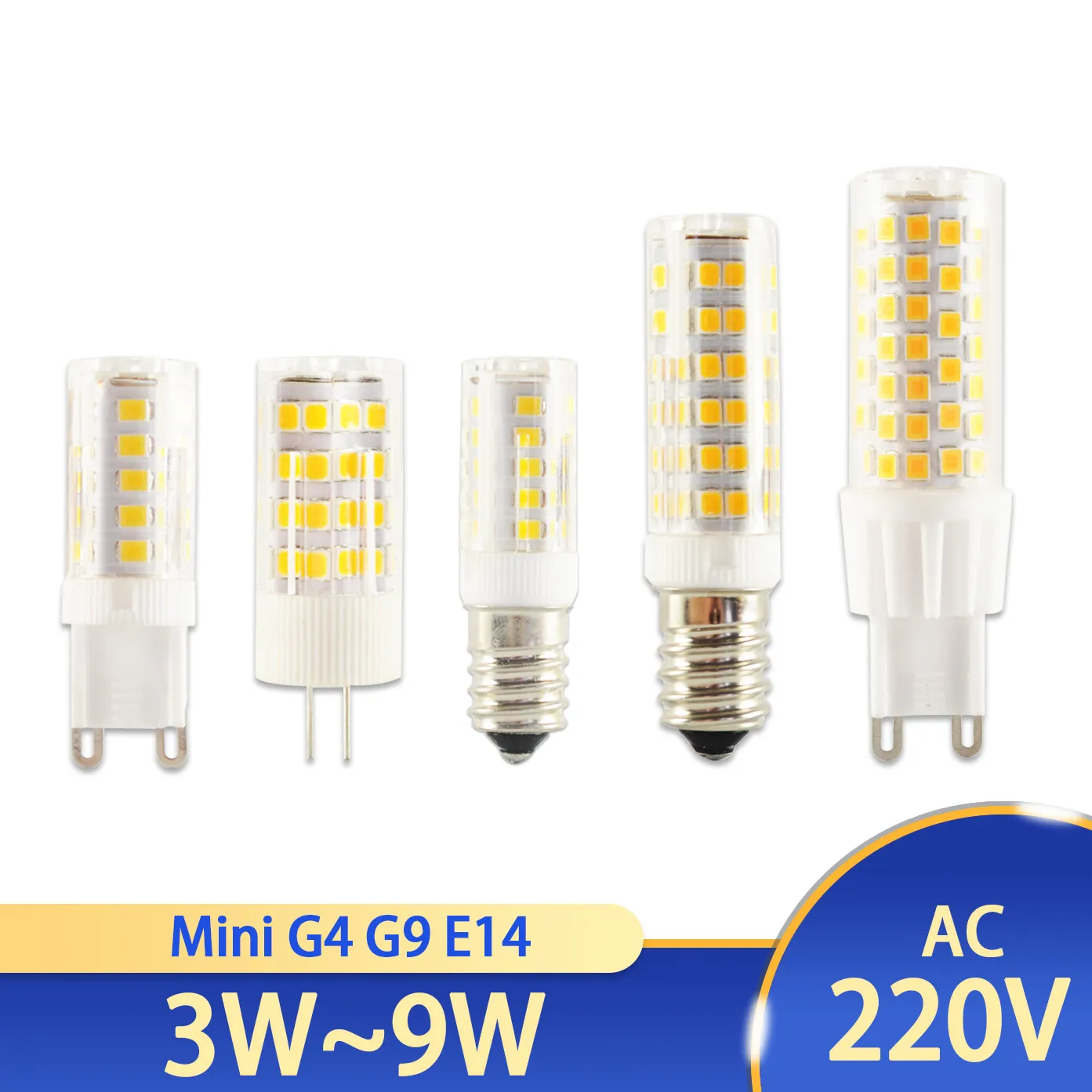 

G4 Led Lamp Ceramic G9 LED Bulb E14 AC220V 5W 7W 9W 12W 2835 SMD LED dimmable lamps 360 Degree Angle Led Spotlight Lamp