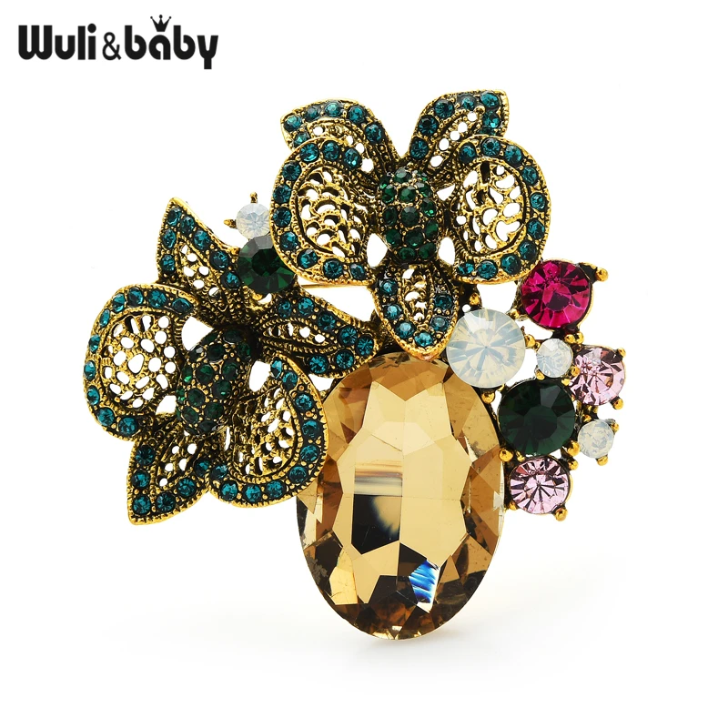 Женская Брошь в виде ваза из горного хрусталя Wuli &amp baby 2 цвета | Украшения и