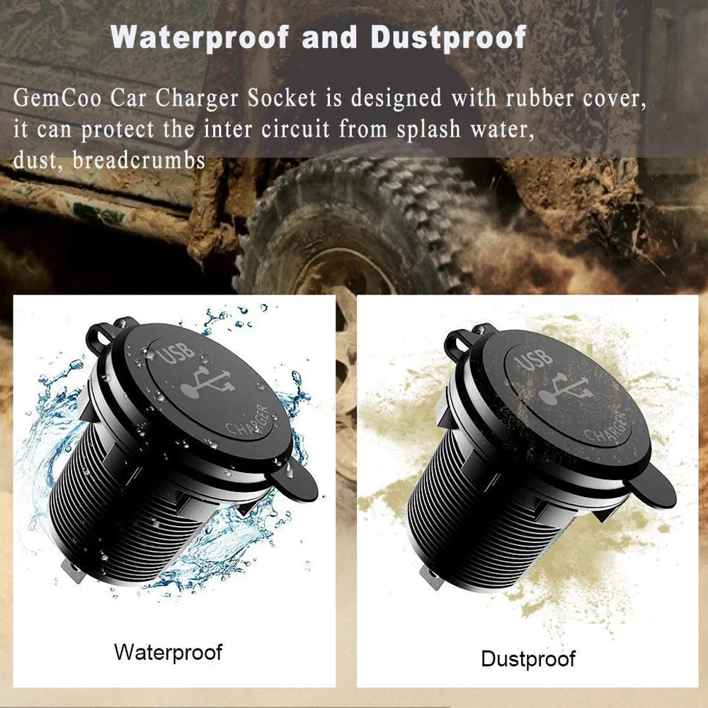 

NEXVALY Quick Charge 3.0 Dual USB Car Charger Socket with Touch Switch 12V 24V Waterproof for iphone Samsung huawei xiaomi