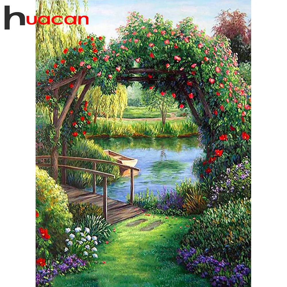 Huacan алмазная вышивка распродажа лето пейзаж мозайка цветы природа картины на