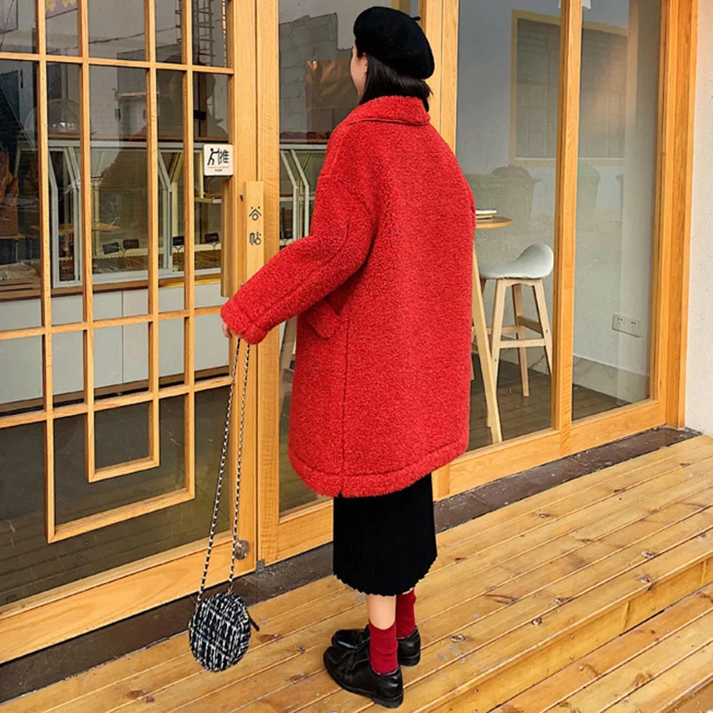 Женские пальто из искусственного меха зима 2019 длинная куртка для женщин овечьей