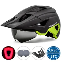 victgoal cycling helmet led lamp men bike helmet goggles sun visor mtb bicycle helmet adults road bike