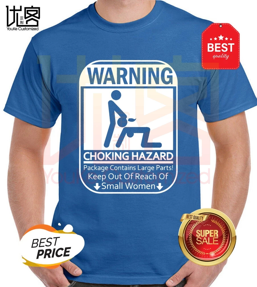 warning choking hazard funny rude sexual humor tee american t-shirt men's women's 100% cotton short sleeves tops | Мужская